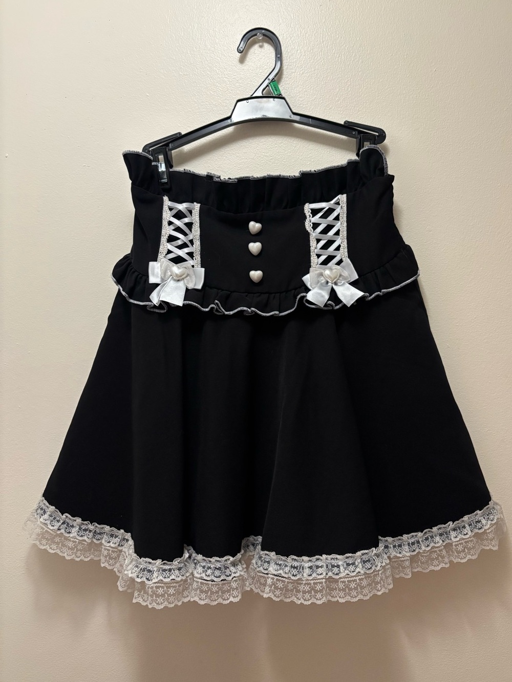 Jirai Kei skirt with detachable suspenders lace up heart buttons cute liz lissa